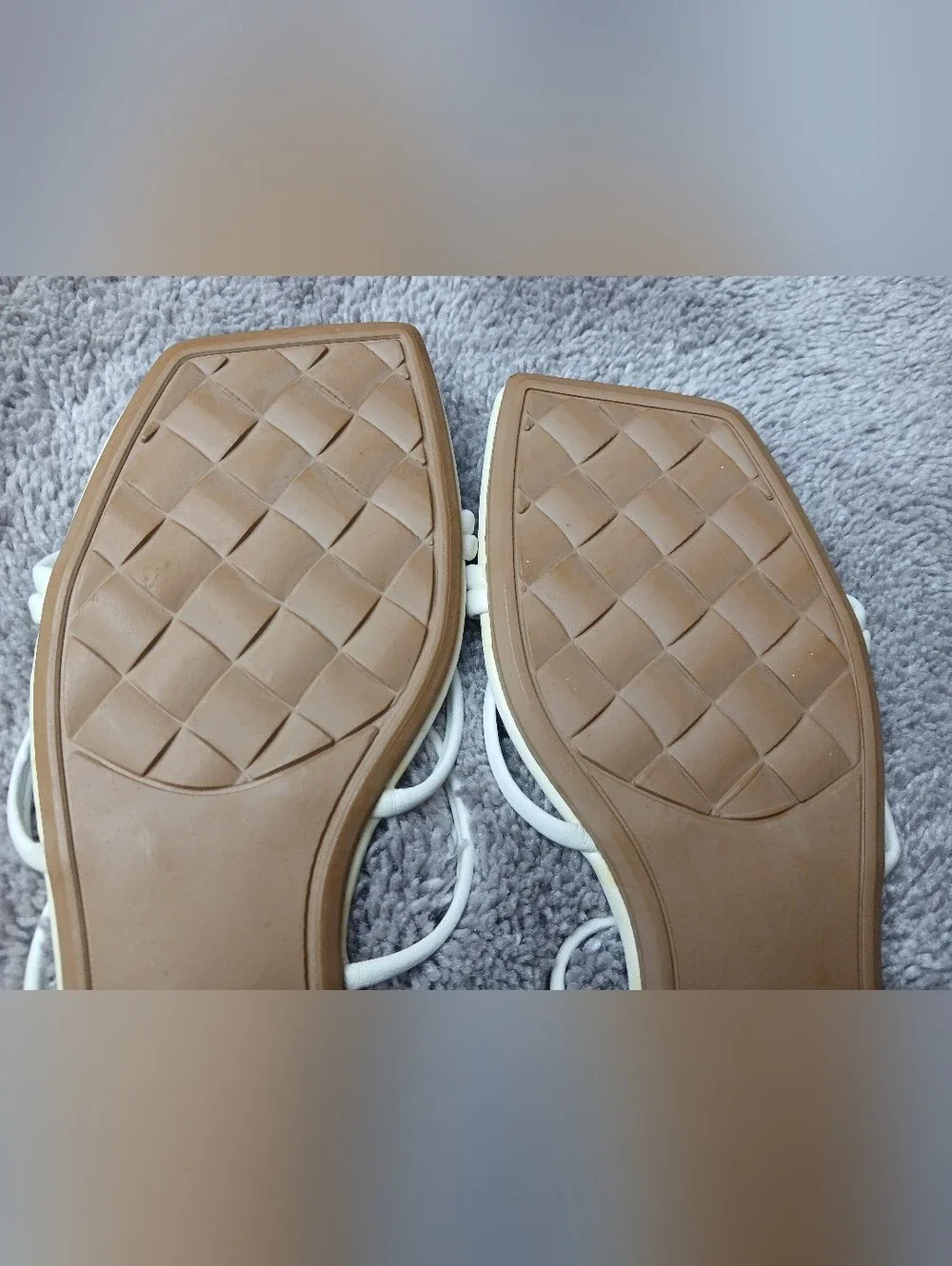 F-HONGXY Off White Strappy Square Toe Flat Sandals 41/US 9.5-10